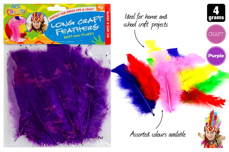 15cm Long Craft Feathers - Purple